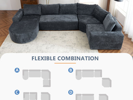 U-Shaped Oversized Modular Cloud Sectional Sofa With Deep Seat For Living Room