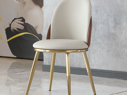 Modern Dining Chairs (Set of 2) With Gold Metal Legs - Beige