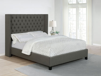 Lendra - Upholstered Wingback Bed With Tufted Headboard