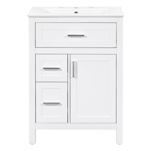 Modern Bathroom Vanity With Sink, Flip Drawer & 2 Drawers, Soft Close Hinges, Adjustable Shelf