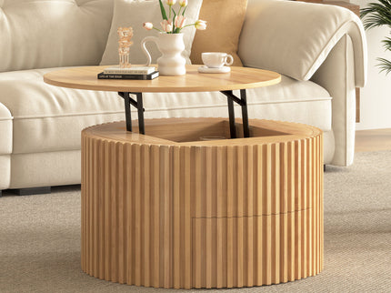 Round Lift Top Coffee Table With Hidden Storage For Living Room