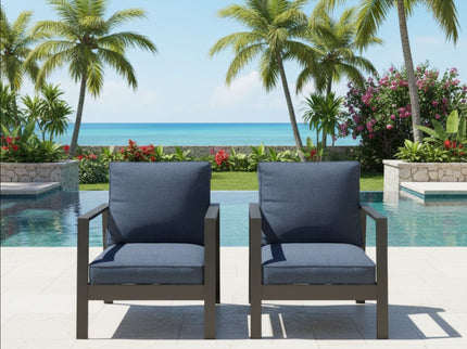 All-Weather Ergonomic Patio Armchairs With Thick Cushions (Set of 2)