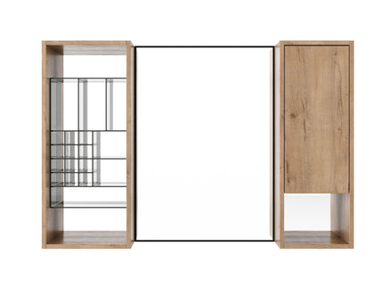 41.3" Wall Mounted Cabinet With Storage, Medicine Cabinet With Door And Adjustable Shelves - Imitative Oak