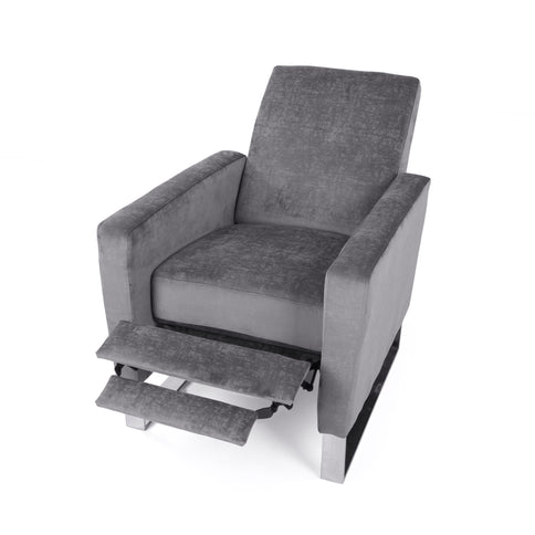Bolt - Upholstered Recliner Chair With Stainless Steel Base - Gray / Chrome