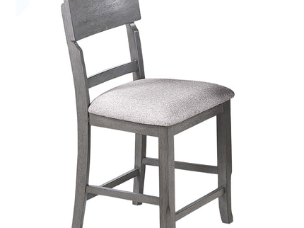 7 Piece Counter Height Dining Set With Storage Shelves, Table & 6 High Chairs - Gray