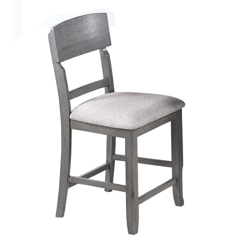 7 Piece Counter Height Dining Set With Storage Shelves, Table & 6 High Chairs - Gray