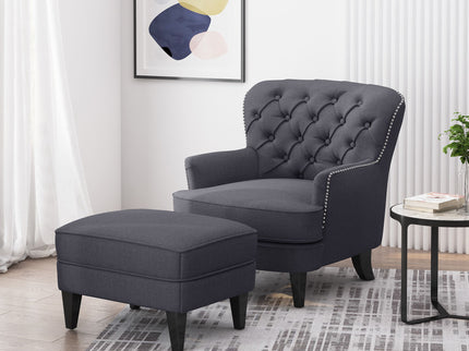 Enchante - Living Room Set With Tufted Back Club Chair And Ottoman