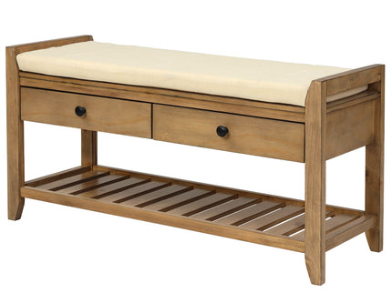 Multipurpose Entryway Shoe Rack With Cushioned Seat And Drawers