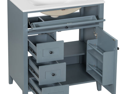 Modern Bathroom Vanity With Sink, 3 Drawers And Adjustable Shelf