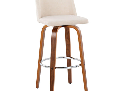 Toriano - Mid Century Modern Fixed Height, Barstool With Swivel With Round Footrest (Set of 2)
