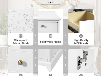 Retro Bathroom Vanity With Sink, Storage Cabinet, Freestanding With 2 Drawers & Soft-Closing Doors