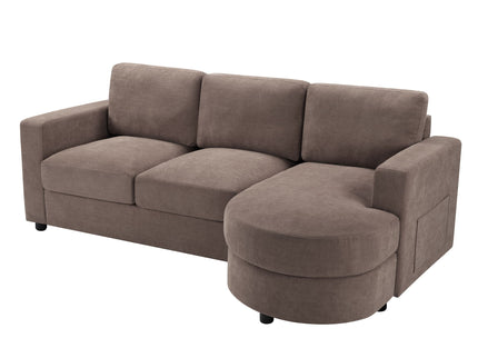 Modern L-Shaped Sectional Sofa With Curved Chaise, USB Ports, And Side Storage Pockets