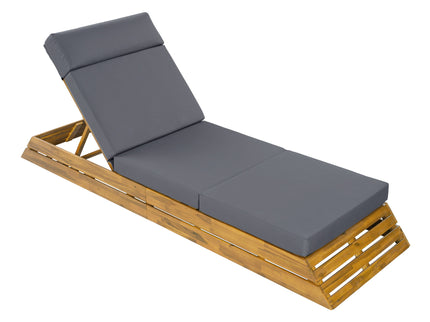 Chaise Lounge Set With 4 Fold Cushion And Built In Headrest