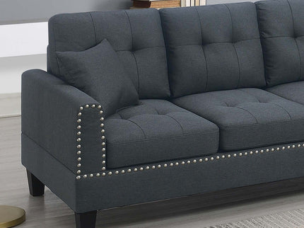 2 Piece Sectional Set With Nailhead Trim, Sofa And Matching Accent Pillows - Charcoal