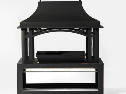 Fireplace, 50000 Btu Fire Pit, Wood Burning Chimney For Outside - Black