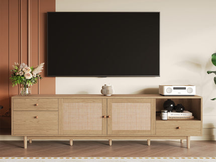 TV Stand With Doors - Natural
