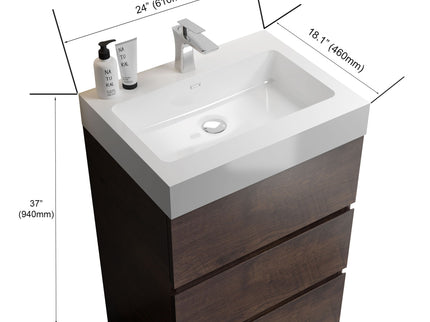Alice - Bathroom Vanity With Large Storage Freestanding Bathroom Vanity, Sink For Modern Bathroom, One-Piece Sink Basin Without Drain And Faucet