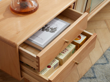 TV Cabinet With Chinese Changhong Glass Doors, Two Drawer Storage Space TV Standing