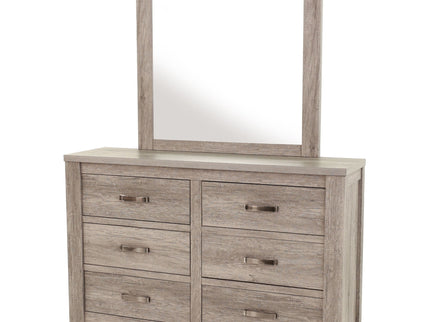 1 Piece Dresser With Handles, 6 Drawers - Light Gray