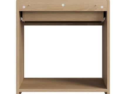 Bedside Table Set With Storage Drawers And Open Shelves, Compact With Rounded Corners (Set of 2) - Oak