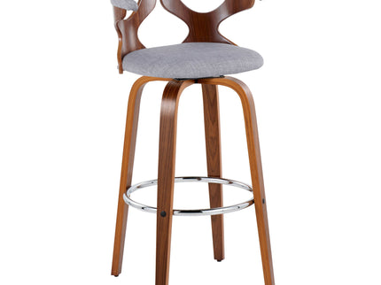 Gardenia - Mid Century Modern Fixed Height Barstool With Swivel With Round Footrest (Set of 2)