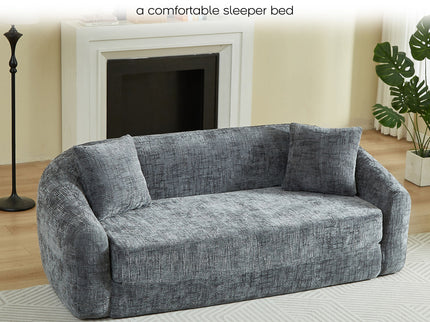 Curved Convertible Sofa, 2 In 1 Fold Out Bed With Pull Out Base And Deep Seat