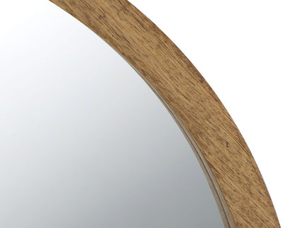 Circle Wall Mirror With Wooden Frame, Wall Mirror For Living Room