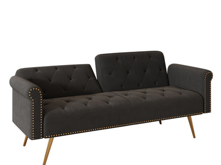 Luxurious Sofa Bed With Nail Head Trim And Matching Pillow