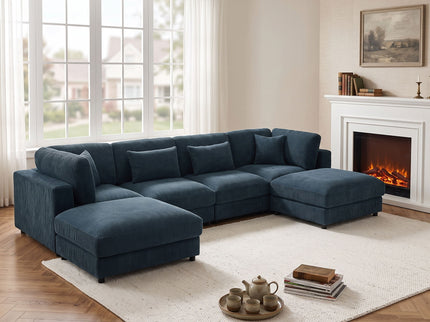 Upholstered Modular Sectional & Custom Configuration And Toss Pillows