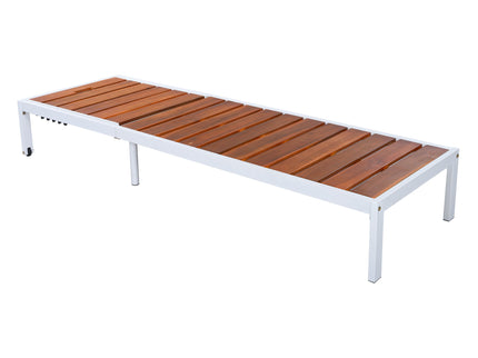Outdoor Chaise Pool Lounge Chairs With Adjustable Backrest - Brown / White