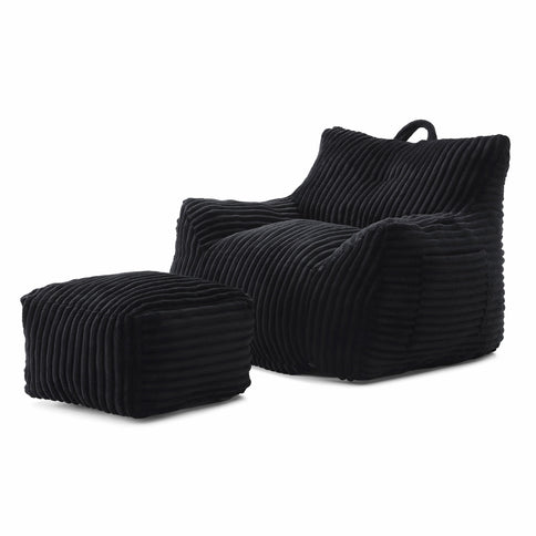 Giant Bean Bag Chair With Armrests And Footstool