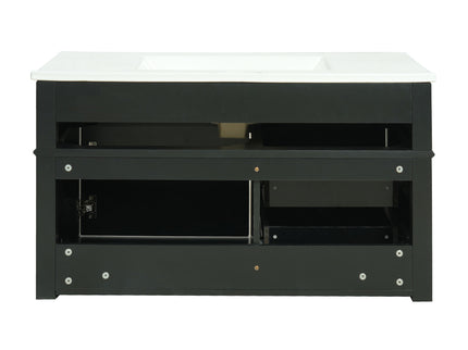 Modern Wall Mounted Floating Cabinet With Double Drawer And Sink