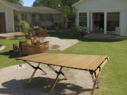 Multi-Function Wooden Foldable Portable Patio Dining Table, Indoor And Outdoor Universal - Natural