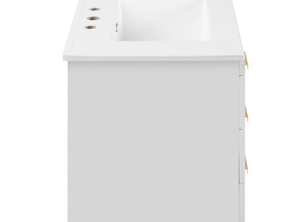 Modern Wall Mounted Bathroom Cabinet With Ceramic Sink, Soft-Closing Drawer And Door