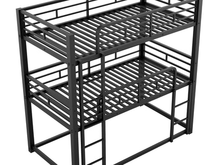 Triple Bunk Bed With Sturdy Construction And Space Saving Design