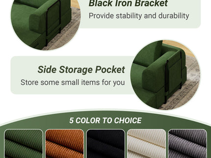 Convertible Sleeper Sofa Bed With Cylindrical Pillow, Fixed Shape Frame