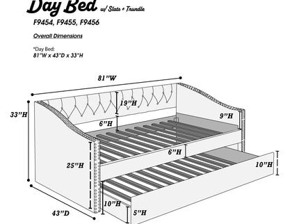 Daybed With Trundle Nailhead Trim Button Tufted