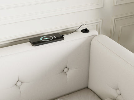 Modern Upholstered Platform Bed With USB Ports And LED Belt