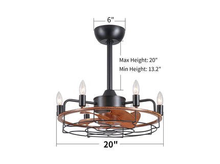 Modern Farmhouse Ceiling Fan, Adjustable Hanging