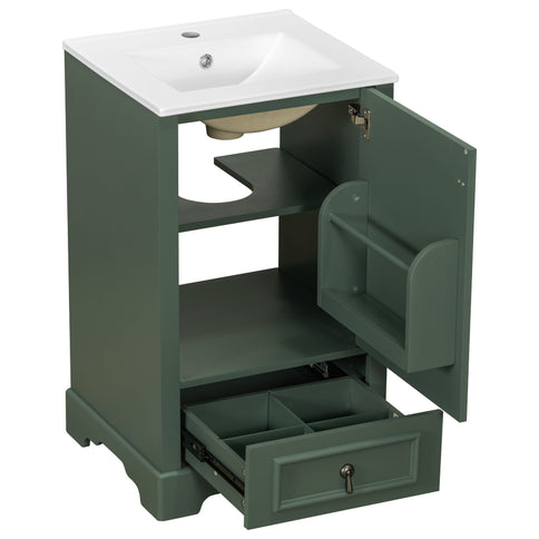 Bathroom Vanity With Sink, Soft Close Door, Adjustable U-Shaped Shelf