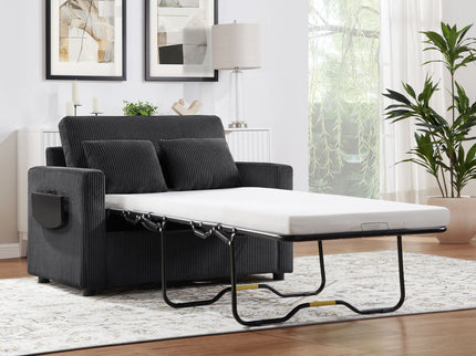 Sleeper Sofa With Foldable Mattress, USB Ports, Side Table & Storage Pocket