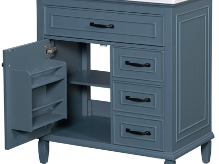 Bathroom Vanity With Sink Top, Flip Drawers, Adjustable Shelf