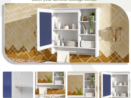 Wall Mount 2 In 1 Mirror Cabinet With Adjustable Shelf, Soft-Closing Hinges