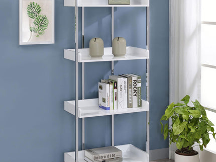 4 Shelf Open Back Bookcase With Accents - White