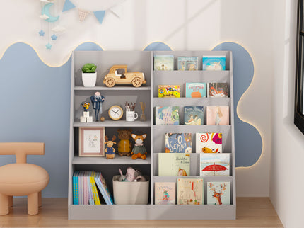 Bookshelf And Toy Storage Organizer, 4 Tier Bookcase With Display Stand For Playroom