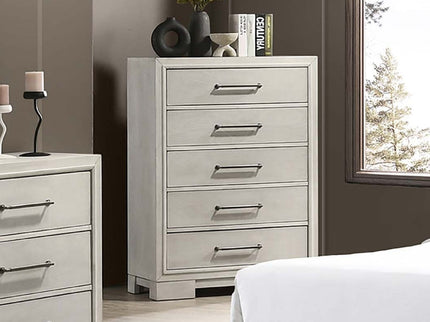 1 Piece Chest With Square Legs And Sleek Handles - Antique White