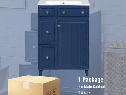 Transitional Style Bathroom Vanity Cabinet With Ceramic Sink