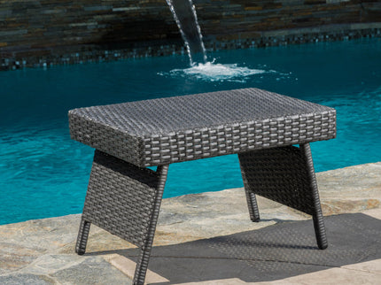 Outdoor Wicker Table With Rectangular Tabletop - Gray