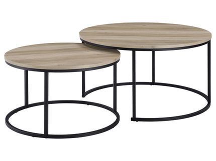 Arrize - 2 Piece Round Nesting Coffee Table Set - Pine Wood