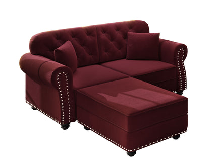 Upholstered Sofa Set With Nailhead Trim And Rolled Armrests, Includes Pillows